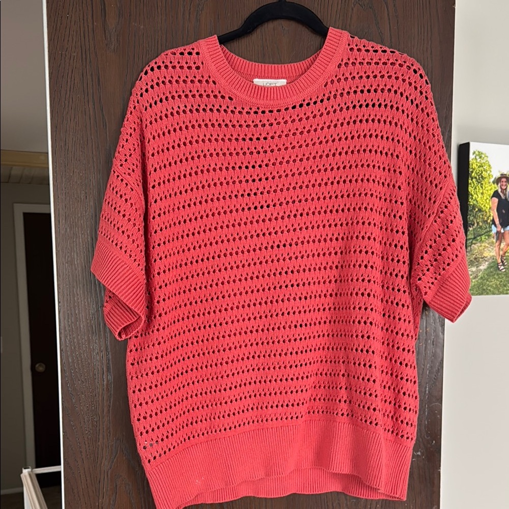 LOFT Coral Open Knit Sweater